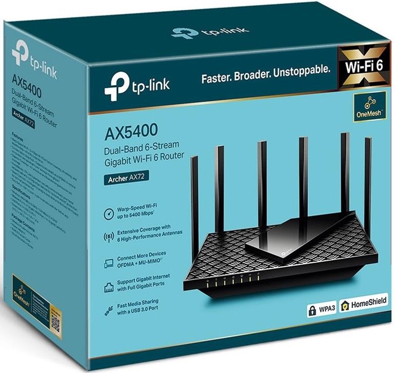 TP Link Archer AX72 AX5400 Dual-Band Gigabit Wi-Fi 6 Router